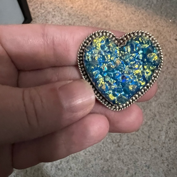 Sterling silver blue heart ring - Picture 1 of 3